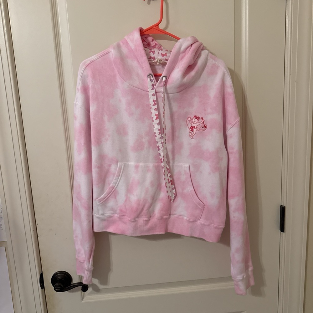 loveshackfancy x roller rabbit cropped pink hoodie size L